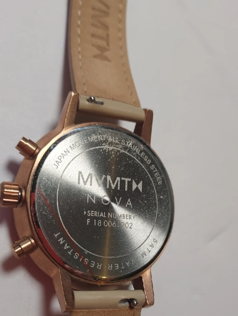 MVMT Rose gold Watch With Beige Leather Strap Chronograph Watch